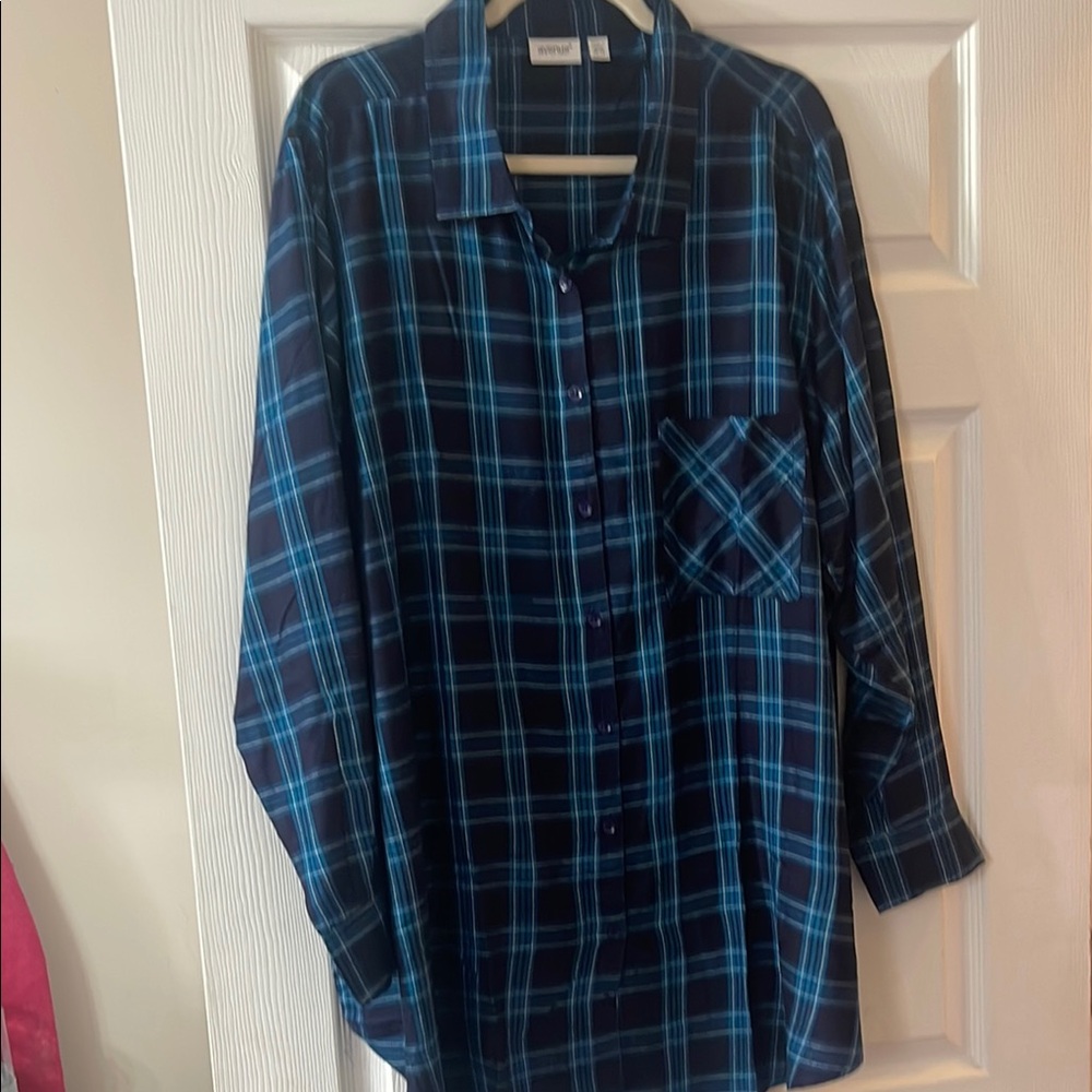 Blue Plaid Button-Up Shirt Never Worn